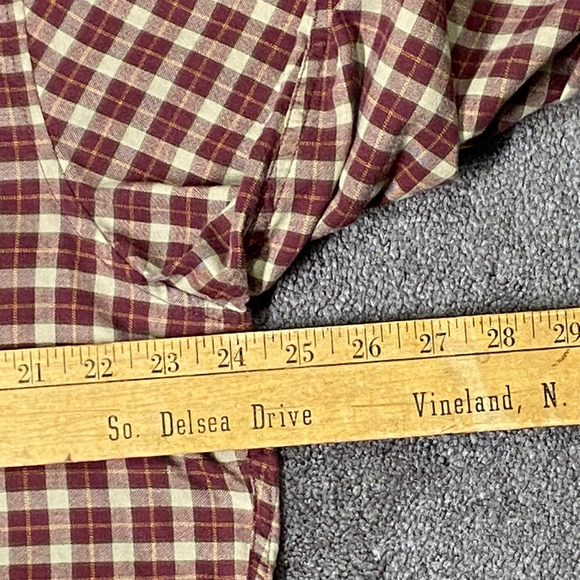 Eddie Bauer Relaxed Fit Mens Large Burgundy Grey Yellow Plaid Long Sleeve Shirt - Picture 6 of 12